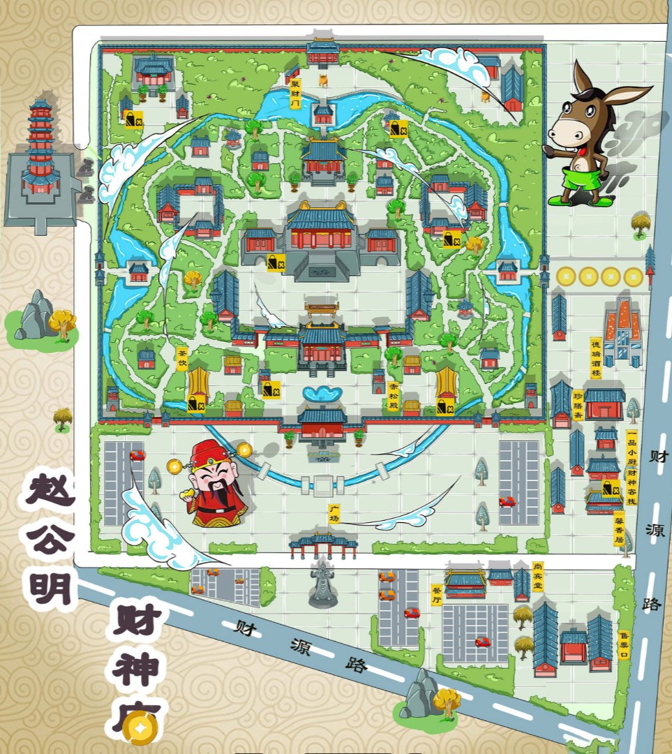 樟树寺庙类手绘地图